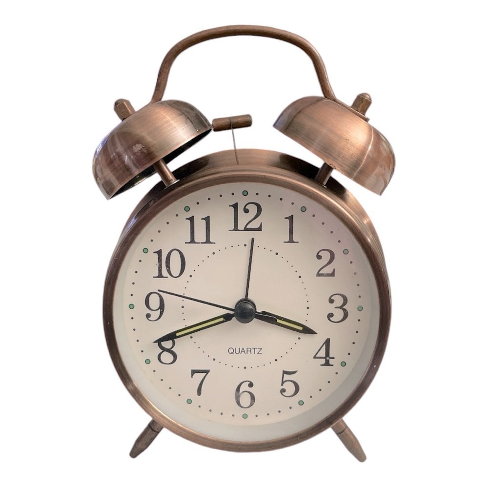 ikasus Desktop Circular Clock Alarm Clock Twin Bell Alarm Clock with Backlight